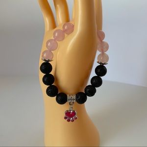Natural Lava Rock Stone Stretch Bracelet